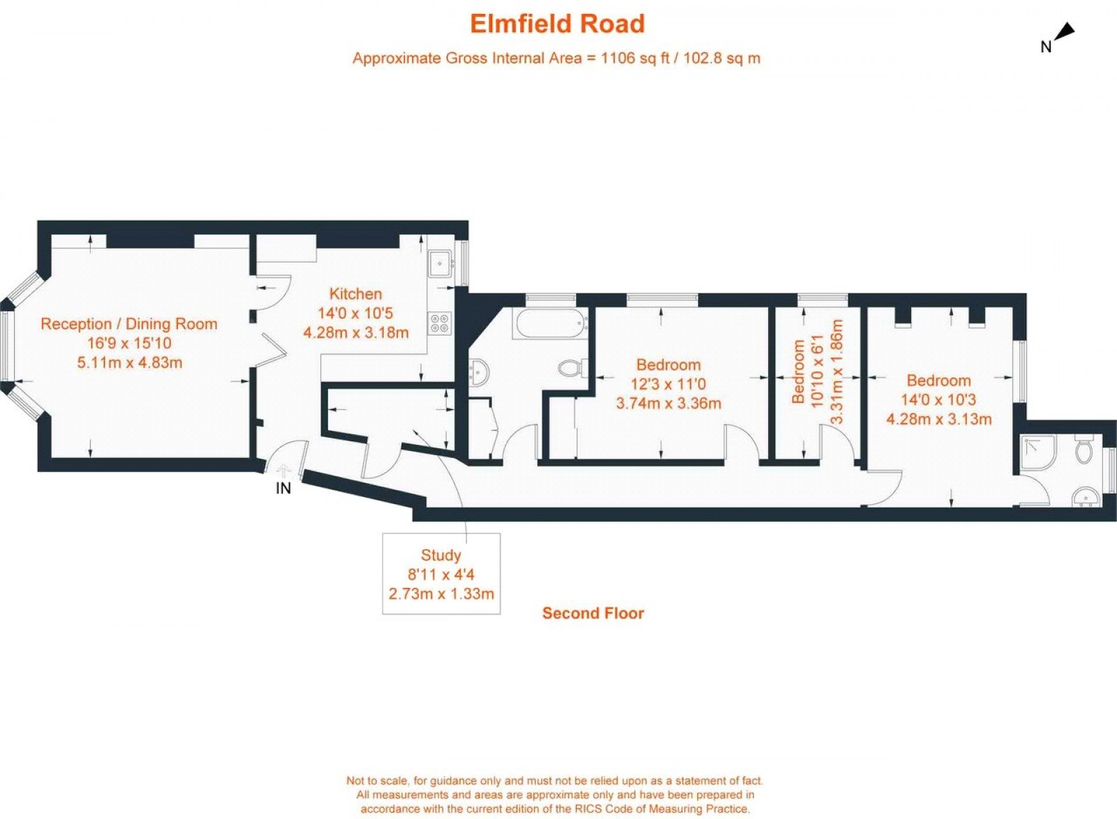 Floorplan for Elmfield Mansions, Elmfield Road, SW17
