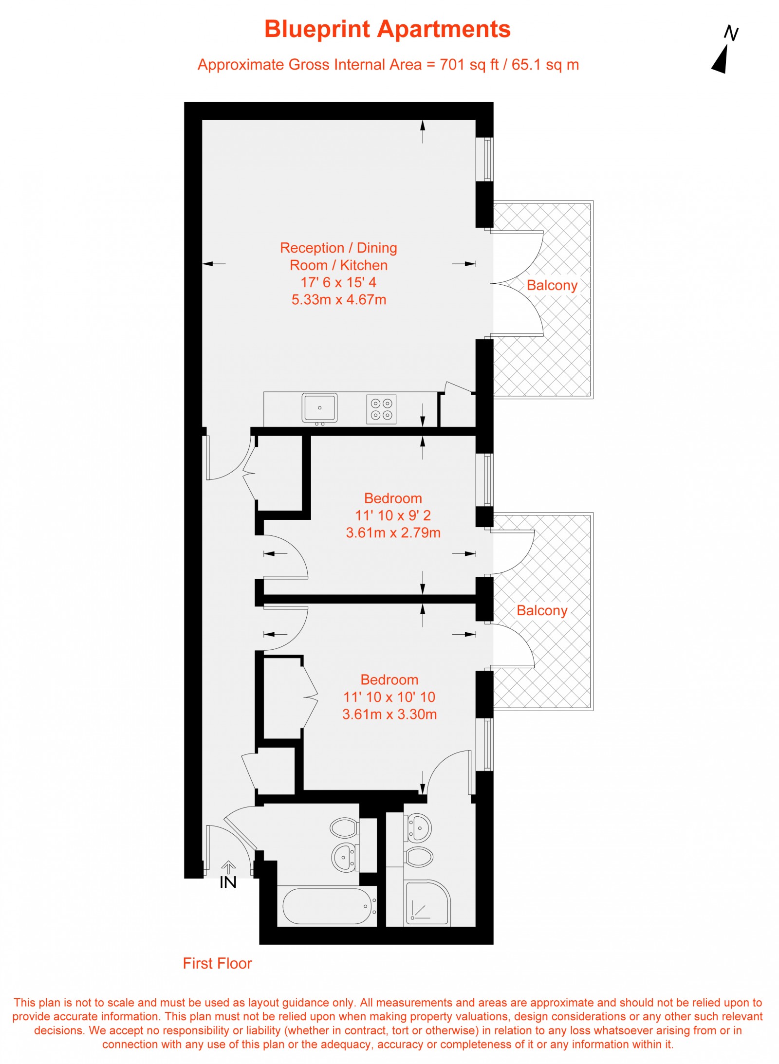 Floorplan for Blueprint Apartments, Balham Grove, SW12