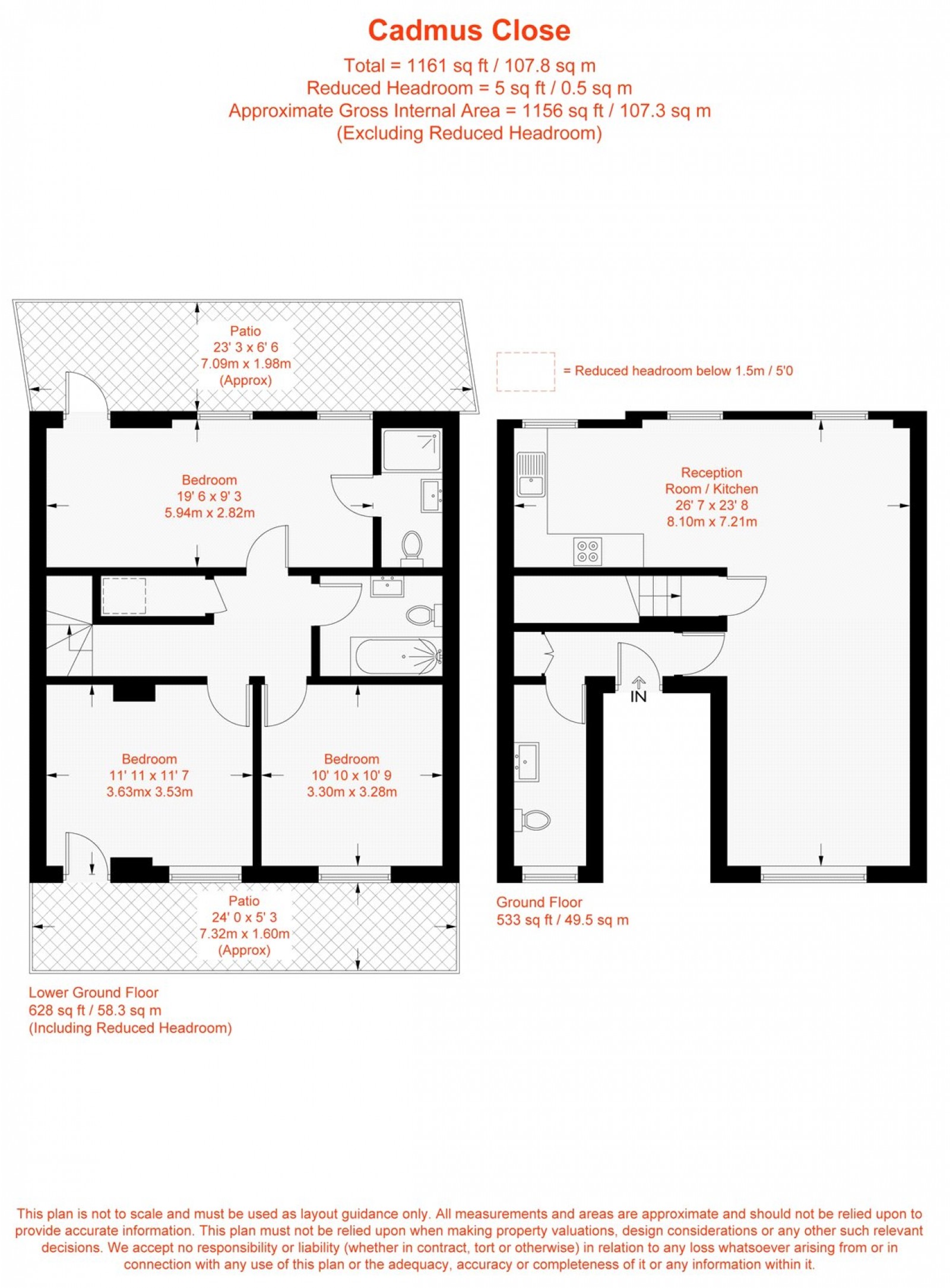 Floorplan for Cadmus Close, London, SW4
