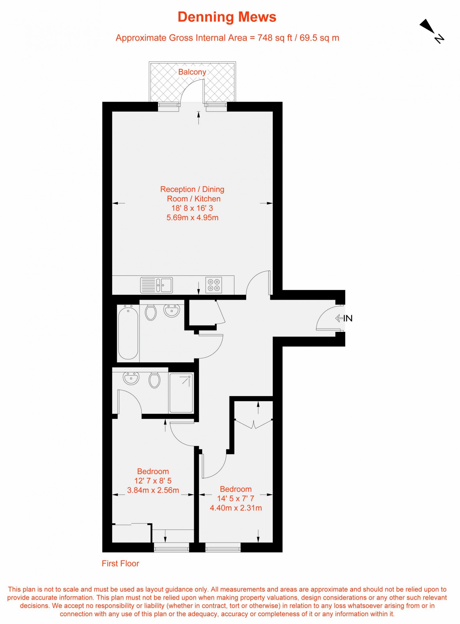 Floorplan for Denning Mews, London, SW12