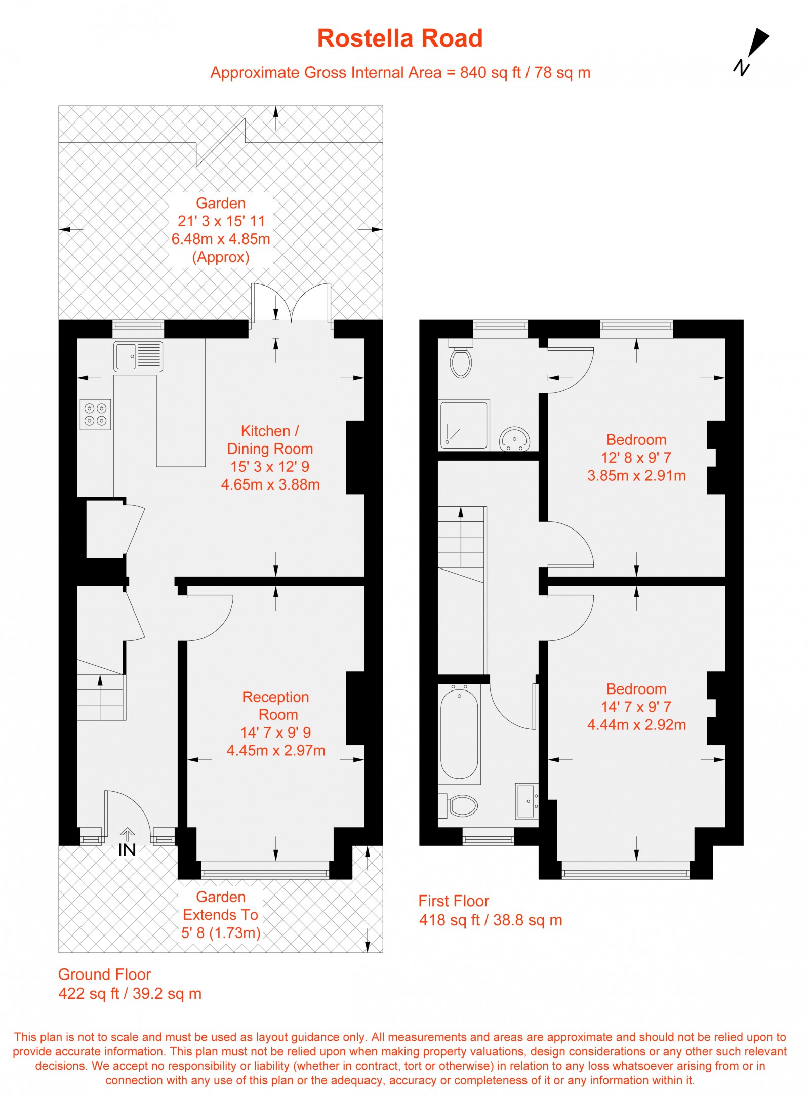 Floorplan for Rostella Road, London, SW17