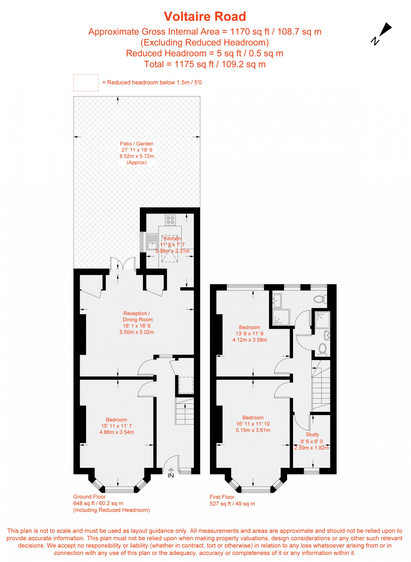 Floorplan for Voltaire Road, Clapham, SW4