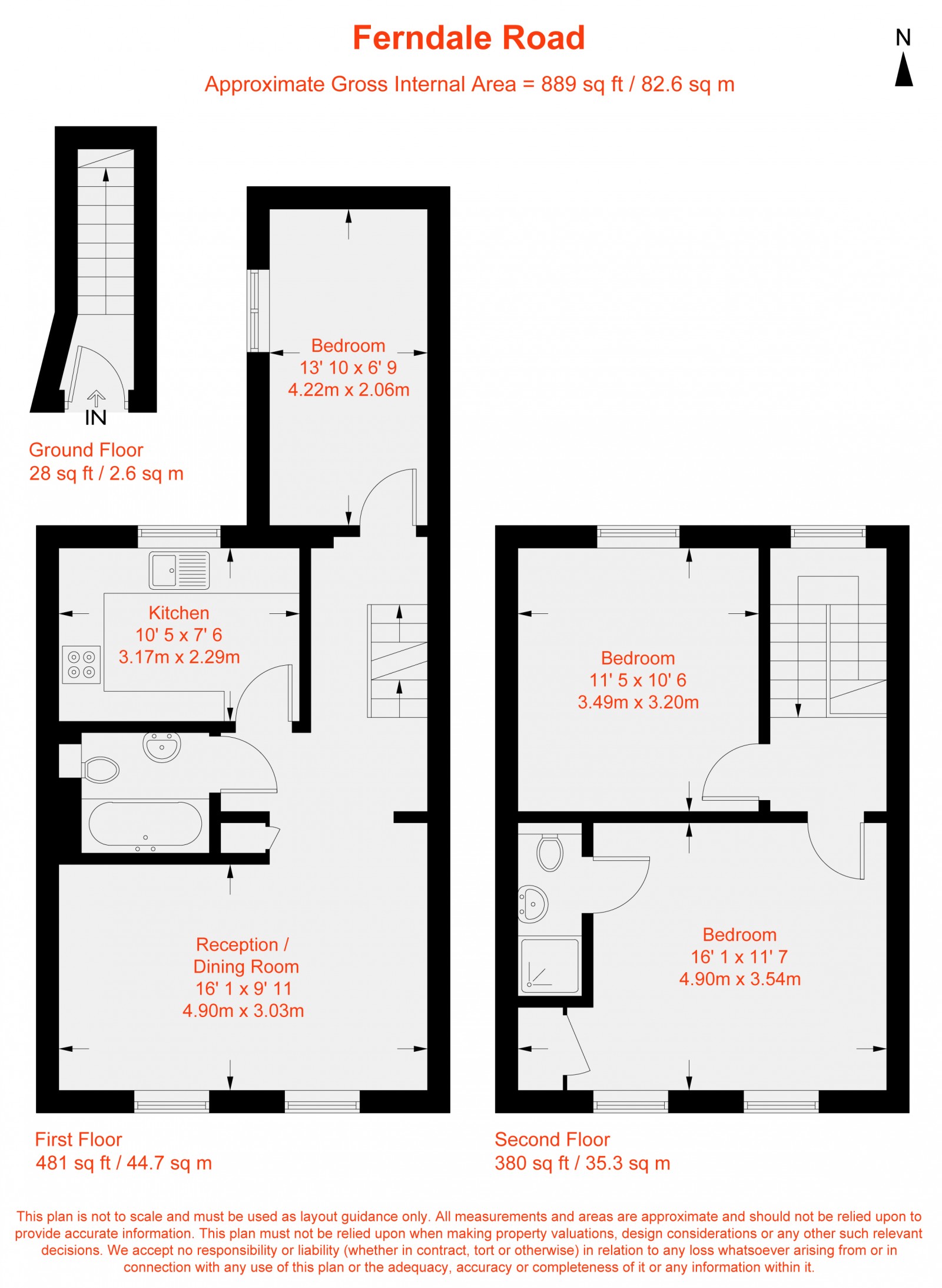 Floorplan for Ferndale Road, London, SW4