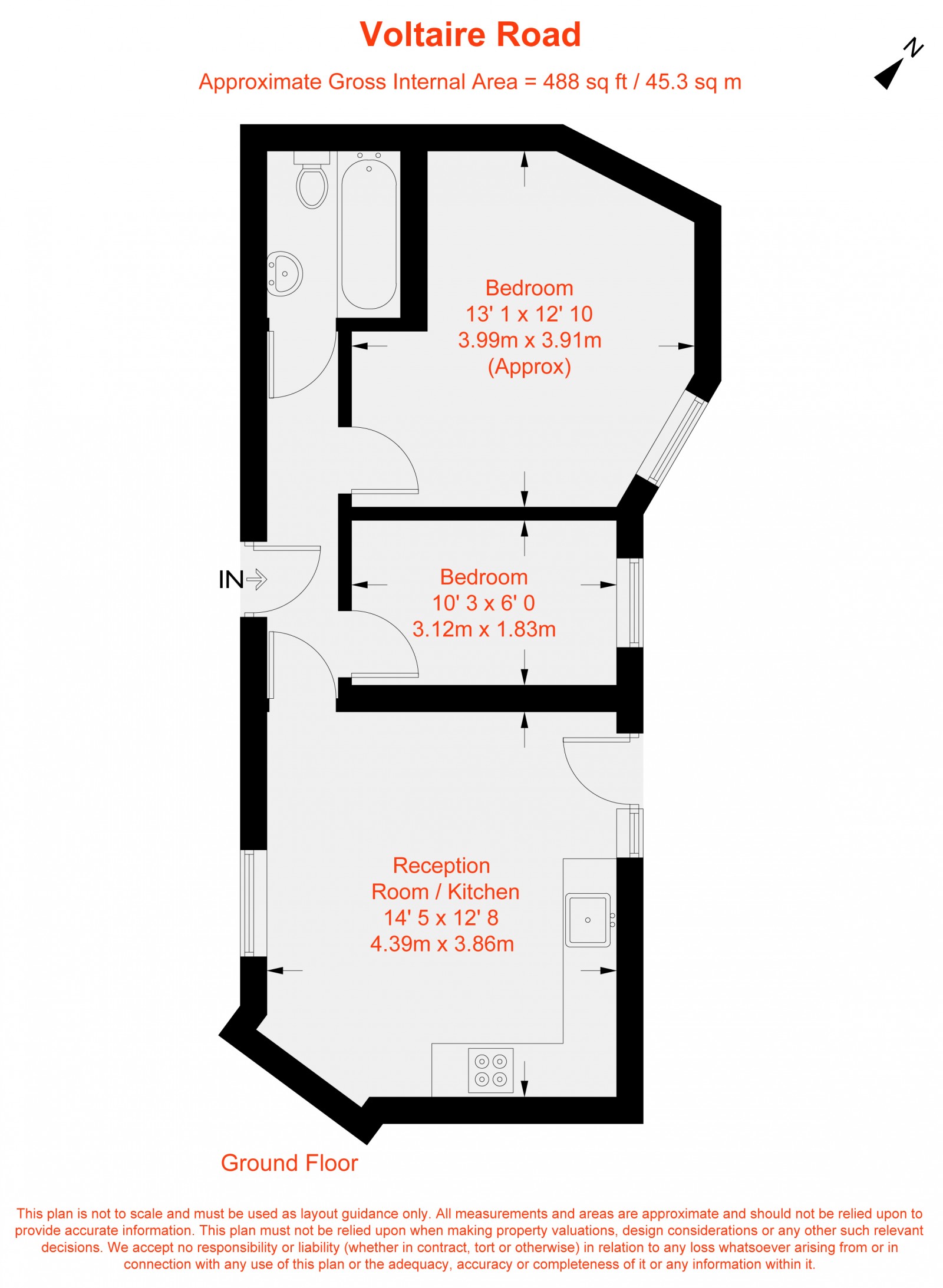 Floorplan for Voltaire Road, London, SW4