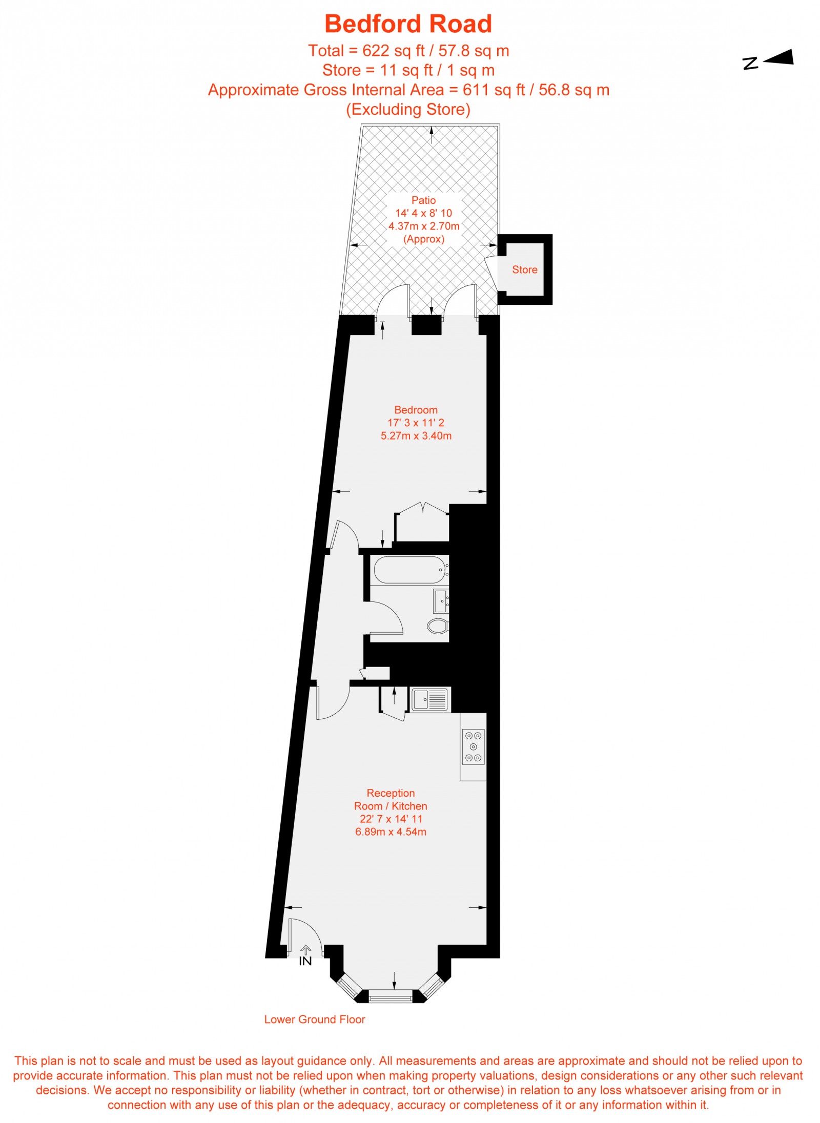 Floorplan for Bedford Road, London, SW4