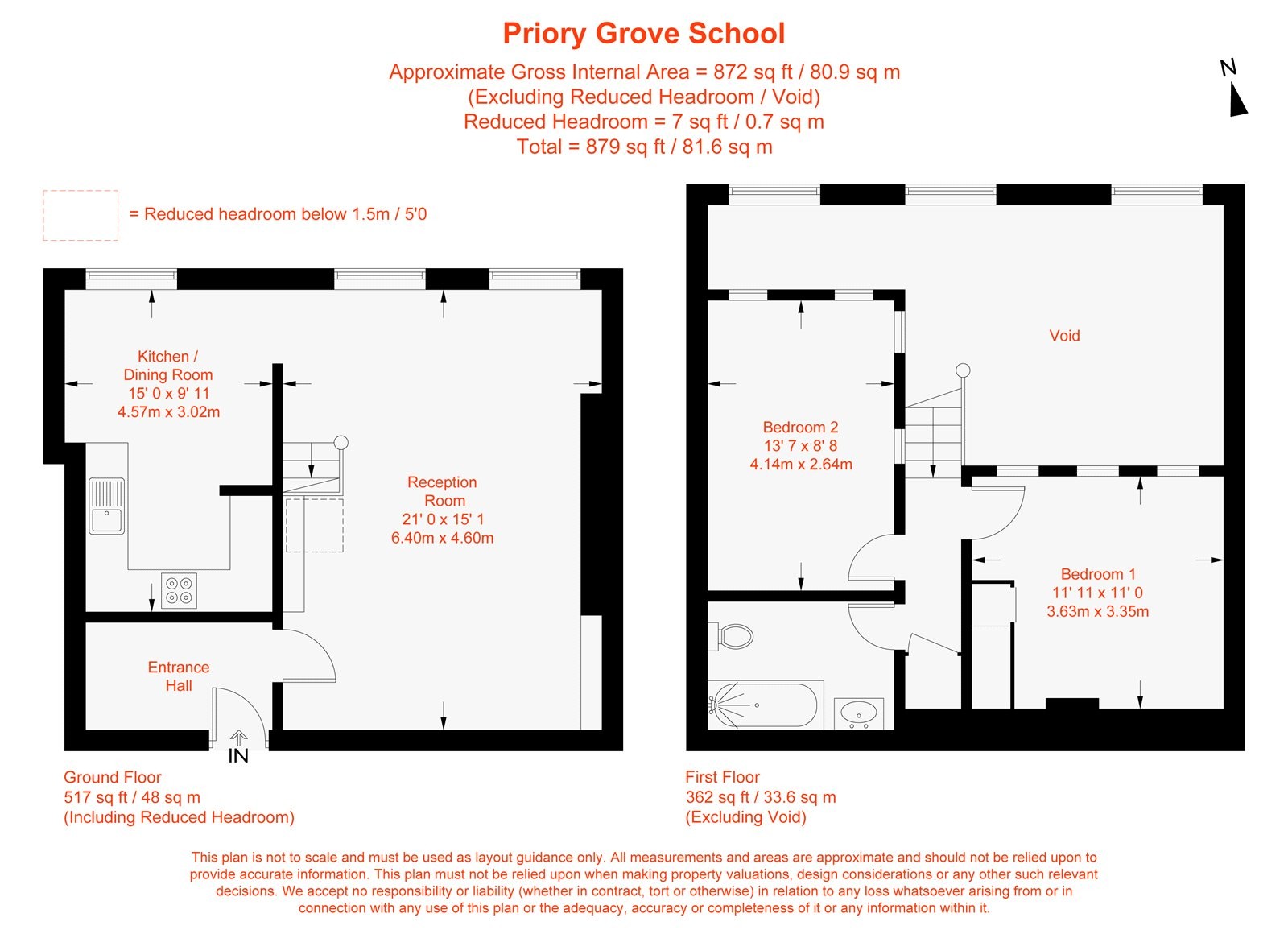 Floorplan for Priory Grove, London, SW8