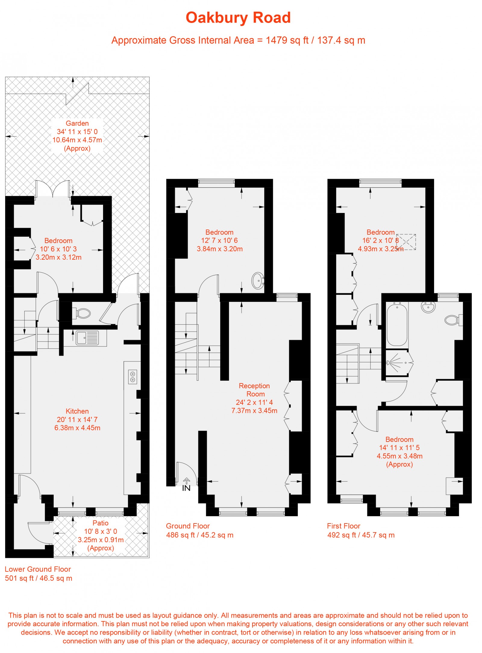 Floorplan for Oakbury Road, London, SW6