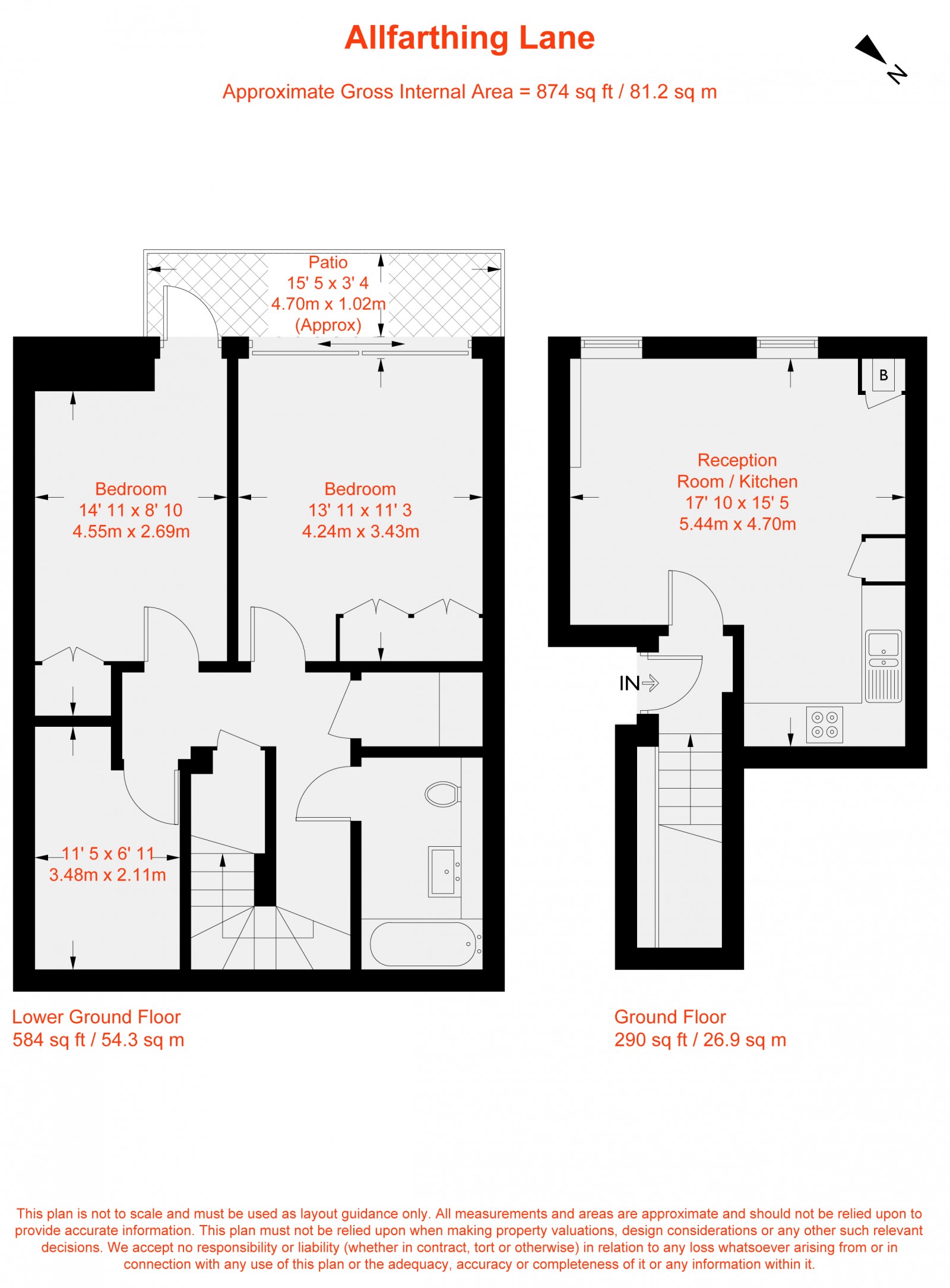 Floorplan for Allfarthing Lane, London, SW18