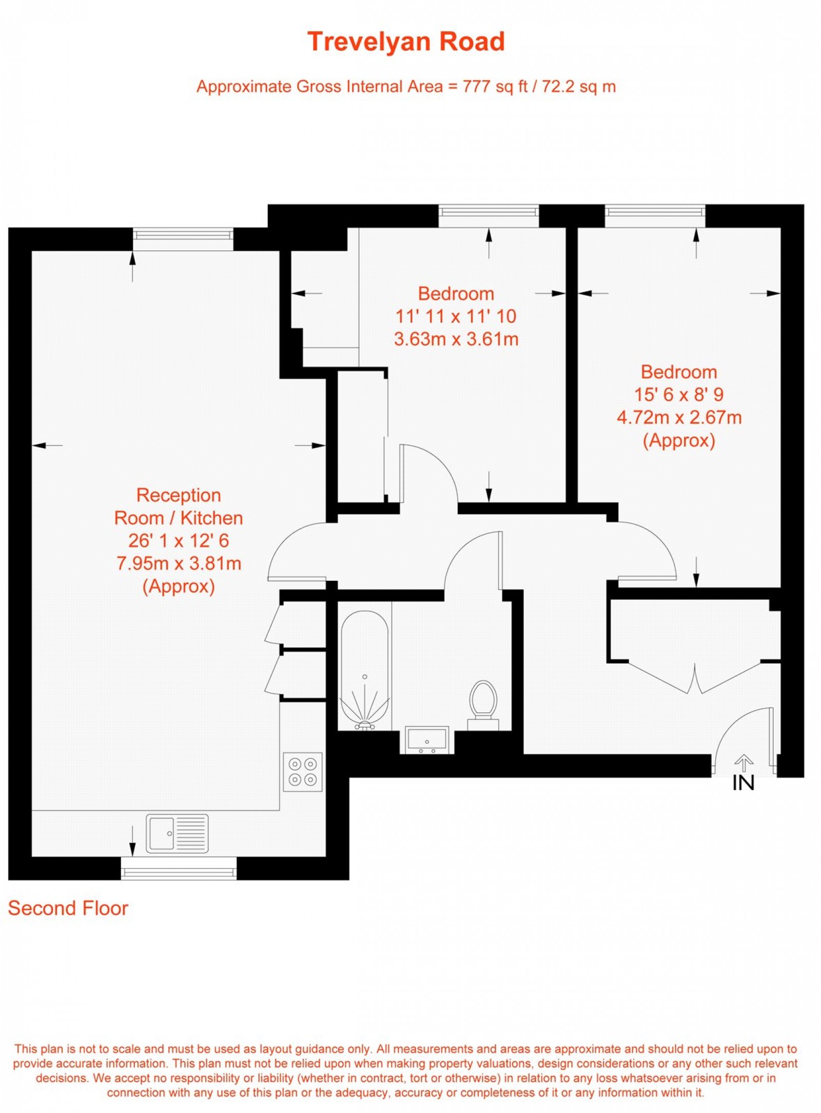 Floorplan for Trevelyan Road, London, SW17