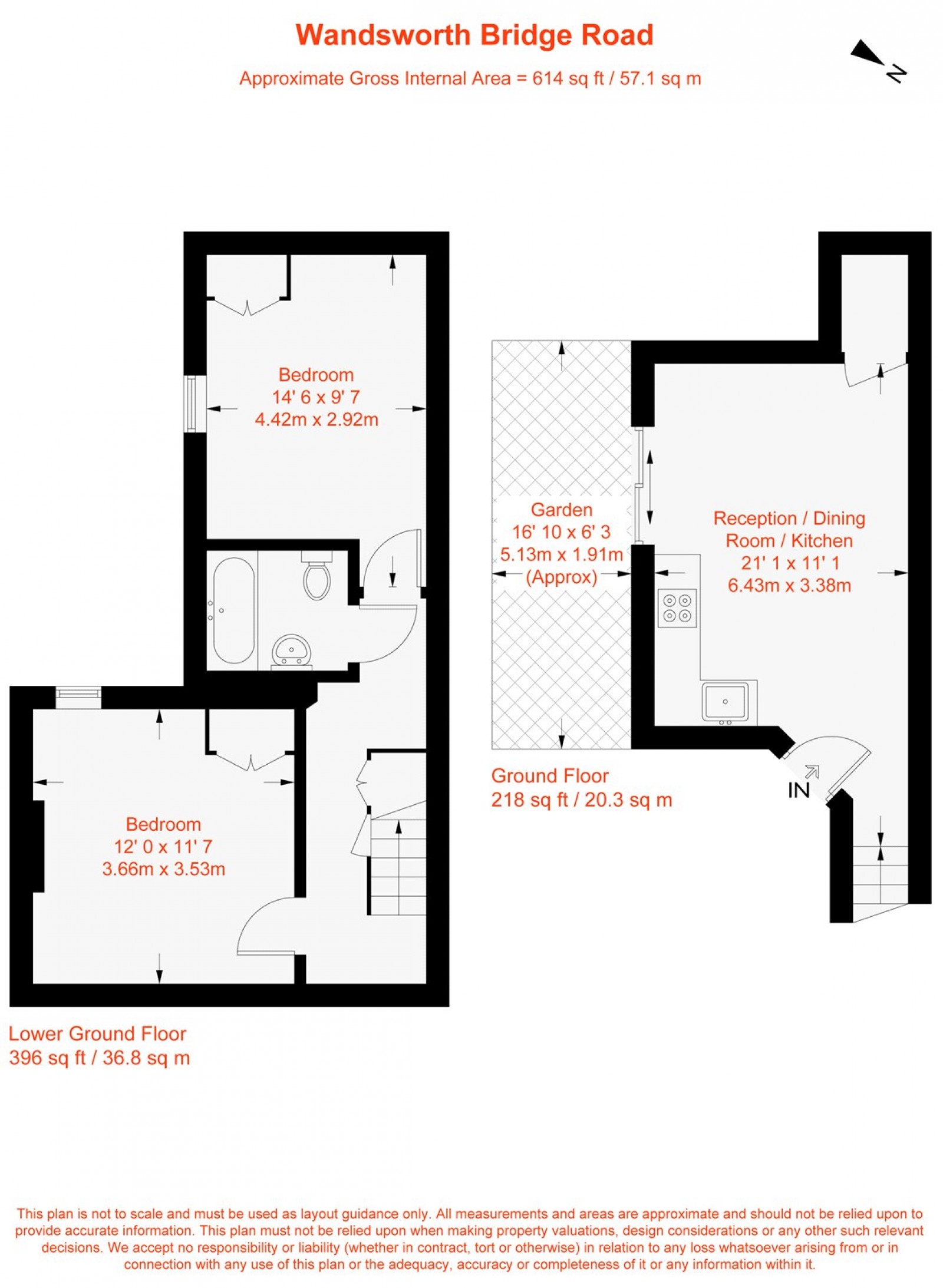 Floorplan for Wandsworth Bridge Road, London, SW6