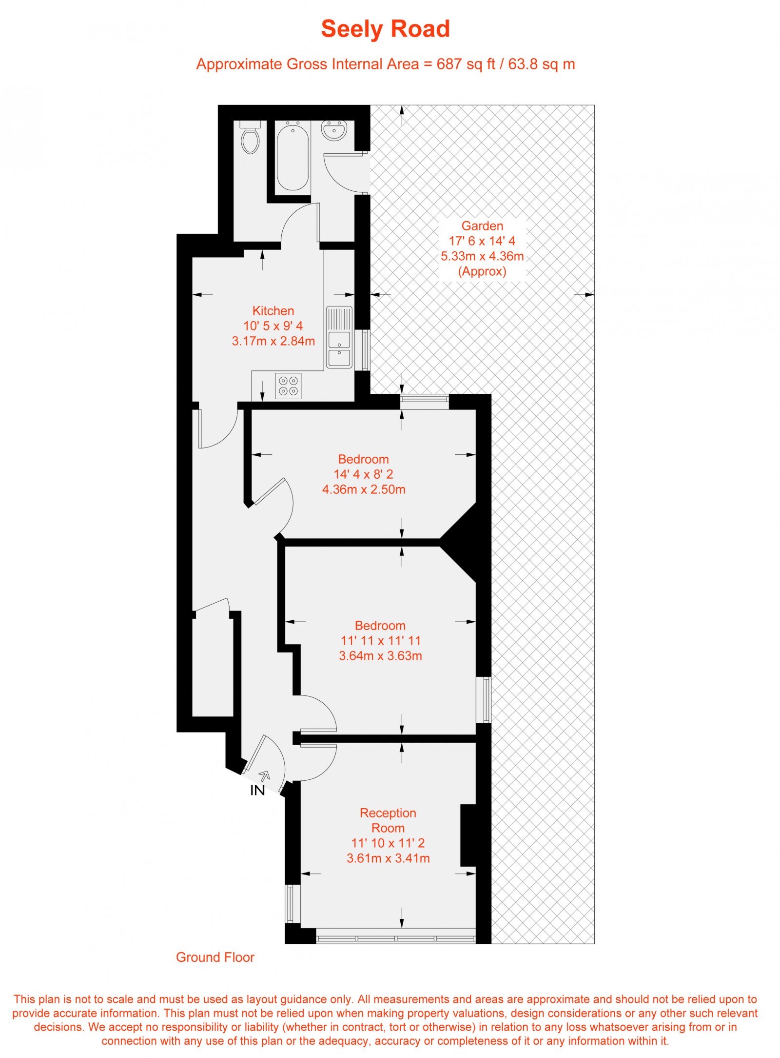 Floorplan for Seely Road, Tooting, SW17